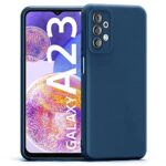 Ultra Slim Soft Rubberised Back Cover Case for Samsung Galaxy A23 4G | Galaxy A23 5G | Inner Velvet Fabric Lining | Matte Silicone Flexible Camera Protection Back Cover - Blue