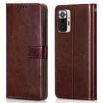 Shock Proof Flip Cover Back Case for Redmi Note 10 Pro | Magnetic Wallet Leather Case with Stand