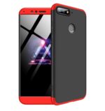 Double Dip 3 in 1 Case [ Anti Slip ] Super Slim [Hard] Hybrid PC All Angle Protection Lightweight Matte Hard Back Case Cover for Realme 2 - Black with Red - Image 2