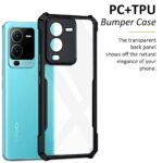 Shock Proof Clear Protective Back Case for Vivo V25 Pro 5G - AirEDGE Technology | 360 Degree Camera Protection | Transparent Hybrid Back Case Mobile Cover - Black - Image 3