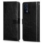 Shock Proof Flip Cover Back Case for Iqoo 7 | Magnetic Wallet Leather Case with Stand