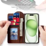 Shock Proof Flip Cover Back Case for Apple Iphone 15 | Magnetic Wallet Leather Case with Stand - Image 7