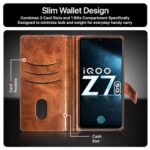 Shock Proof Flip Cover Back Case for Iqoo Z7 5G | Magnetic Wallet Leather Case with Stand - Image 5