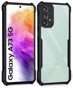 kelpuj Shock Proof Clear Protective Back Case for Samsung Galaxy A73 5G - AirEDGE Technology | 360 Degree Camera Protection | Transparent Hybrid Back Case Mobile Cover - Black - Image 3