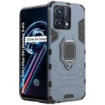Shock Proof Back Case Mobile Cover for Realme 9 Pro Plus 5G | Realme 9 4G (Armor | Hybrid PC + TPU | Full Protection with Ring Holder Kickstand | Blue)