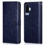 Shock Proof Flip Cover Back Case for Vivo X50 | Magnetic Wallet Leather Case with Stand