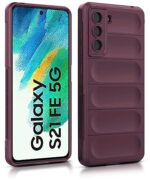 Ultimate Silicon Back Cover Case for Samsung Galaxy S21 FE 5G | Military Grade Drop Protection Shockproof Bumper | AntiSlip Grip | Scratch Proof MicroFibre Cloth Inside (Crimson Red) - Image 3