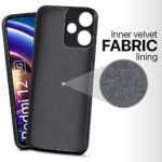 Back Cover for Mi Redmi 12 5G | Poco M6 Pro 5G | Ultra Slim Soft Rubberised Case | Inner Velvet Fabric Lining | Matte Silicone Flexible Mobile Case | Camera Protection - Black - Image 5