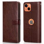 Shock Proof Flip Cover Back Case for Apple Iphone 13 | Magnetic Wallet Leather Case with Stand