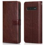 Shock Proof Flip Cover Back Case for Samsung Galaxy S10 Plus | Magnetic Wallet Leather Case with Stand