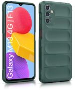 Ultimate Silicon Back Cover Case for Samsung Galaxy M13 4G | F13 | Military Grade Drop Protection Shockproof Bumper | Anti-Slip Grip | Scratch Proof Micro-Fibre Cloth Inside (Forest Green) - Image 3