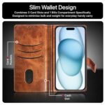 Shock Proof Flip Cover Back Case for Apple Iphone 15 Plus | Magnetic Wallet Leather Case with Stand - Image 7