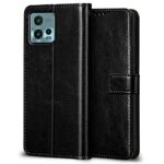 Shock Proof Flip Cover Back Case for Motorola Moto G72 | Magnetic Wallet Leather Case with Stand - Image 3