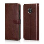 Shock Proof Flip Cover Back Case for Motorola Moto E4 Plus | Magnetic Wallet Leather Case with Stand