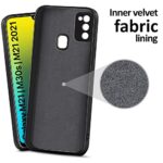 Ultra Slim Soft Rubberised Back Cover Case for Samsung Galaxy M21 | M30s | M21 2021 | Inner Velvet Fabric Lining | Matte Silicone Flexible Camera Protection Back Case - Black - Image 3