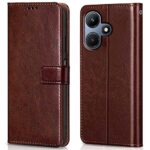 Shock Proof Flip Cover Back Case for Infinix Hot 30I | Magnetic Wallet Leather Case with Stand