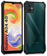 Shock Proof Clear Protective Back Case for Samsung Galaxy A04 4G - AirEDGE Technology | 360 Degree Camera Protection | Transparent Hybrid Back Case Mobile Cover - Black - Image 3