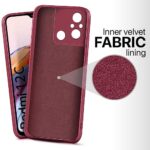 Slim Ultra Soft Rubberised Back Cover for Xiaomi Redmi 12C | Poco C55 | Inner Velvet Fabric Lining | Matte Silicone Flexible Camera Protection Back Case - Maroon Wine Red - Image 3