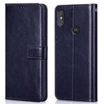 Shock Proof Flip Cover Back Case for Moto One Power | Magnetic Wallet Leather Case with Stand