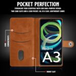 Shock Proof Flip Cover Back Case for Mi Redmi A3 | Magnetic Wallet Leather Case with Stand - Image 7