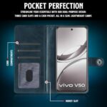 Shock Proof Flip Cover Back Case for Iqoo Z10R 5G | Magnetic Wallet Leather Case with Stand - Image 5