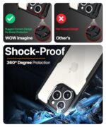 Shock Proof Clear Mobile Back Cover Case for Apple iPhone 15 Pro Max | AirEDGE Technology | Hard | Hybrid PC + TPU | Full Armour Device & Camera Protection - Black - Image 7