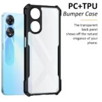 TPU+PC Shock Proof Clear Protective Back Case for Oppo A78 5G - Airedge Technology | 360 Degree Camera Protection | Transparent Hybrid Back Case Mobile Cover - Black - Image 4
