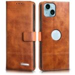 Shock Proof Flip Cover Back Case for Apple Iphone 15 Plus | Magnetic Wallet Leather Case with Stand