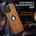 kelpuj Premium Vegan Leather Bumper Case | Compatible with Apple iPhone 13 Pro Max | Raised Edges | Ultra Slim Protective Design | Non-Slip Grip | Shockproof | Logo View Back Cover - Brown - Image 5