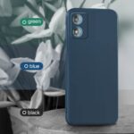 Slim Ultra Soft Rubberised Back Cover for Motorola Moto E13 | Inner Velvet Fabric Lining | Matte Silicone Flexible Camera Protection Back Case - Blue - Image 4