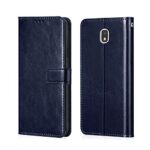 Shock Proof Flip Cover Back Case for Samsung Galaxy J7 Pro | Magnetic Wallet Leather Case with Stand