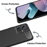 Lava Blaze 2 Slim Soft Rubberised Back Cover | Shock Proof Brushed Carbon Fibre Texture Silicone Flexible Camera Protection Back Case - Black - Image 5