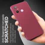 Slim Ultra Soft Rubberised Back Cover for Xiaomi Redmi 12C | Poco C55 | Inner Velvet Fabric Lining | Matte Silicone Flexible Camera Protection Back Case - Maroon Wine Red - Image 6
