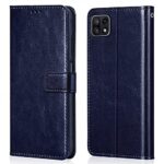 Shock Proof Flip Cover Back Case for Samsung Galaxy A22 5G | Magnetic Wallet Leather Case with Stand
