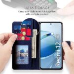 Shock Proof Flip Cover Back Case for Mi Redmi 12 5G | Magnetic Wallet Leather Case with Stand - Image 7