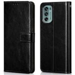 Shock Proof Flip Cover Back Case for Moto Motorola G62 | Magnetic Wallet Leather Case with Stand