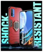 Shock Proof Back Case Mobile Cover for Xiaomi Mi Redmi 9 Power | Back Cover Case (Tough Armor | Hybrid PC + TPU | Ring Holder & in-Built Kickstand | Red) - Image 7