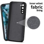 Back Cover for 1+ OnePlus Nord | Ultra Slim Soft Rubberised Case | Inner Velvet Fabric Lining | Matte Silicone Flexible Mobile Case | Camera Protection - Black - Image 3