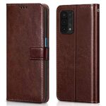 Shock Proof Flip Cover Back Case for Oppo A74 5G | Magnetic Wallet Leather Case with Stand