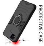 Tough Armor Bumper Back Case Cover for Redmi 10A | 10A Sport with Ring Holder & Kickstand in-Built | Excellent 360 Degree Protection (Carbon Black) - Image 3