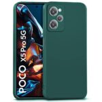Ultra Slim Soft Rubberised Back Cover Case for Poco X5 Pro 5G | Inner Velvet Fabric Lining | Matte Silicone Flexible Camera Protection Back Cover ? Green