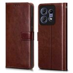 Shock Proof Flip Cover Back Case for Motorola Moto Edge 50 Pro | Magnetic Wallet Leather Case with Stand