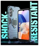 Shock Proof Back Case Mobile Cover for Samsung Galaxy A14 5G | A14 4G | Back Cover Case (Tough Armor | Hybrid PC + TPU | Ring Holder & in-Built Kickstand | Blue) - Image 5