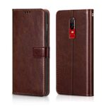 Shock Proof Flip Cover Back Case for 1+ Oneplus 6 | Magnetic Wallet Leather Case with Stand