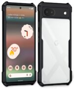 Poly Carbonate + TPU Shock Proof Clear Protective Back Case for Google Pixel 6A - Airedge Technology | 360 Degree Camera Protection | Transparent Hybrid Back Case Mobile Cover - Black - Image 2