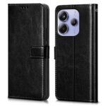 Shock Proof Flip Cover Back Case for Redmi Note 14 Se 5G | Magnetic Wallet Leather Case with Stand