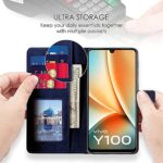 Shock Proof Flip Cover Back Case for Vivo Y100 5G | Magnetic Wallet Leather Case with Stand - Image 5