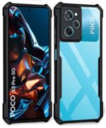 Shock Proof Clear Back Cover Case Mobile Cover for Poco X5 Pro 5G (Hard | Hybrid PC + TPU | Full Armour Device & Camera Protection | Black) - Image 3