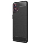 Ultra Slim Soft Rubberised Back Cover for Edge 30 Fusion 5G | Shock Proof Brushed Carbon Fibre Texture Silicone Flexible Camera Protection Back Case - Black - Image 2