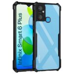 Shockproof Crystal Clear Infinix Smart 6 Plus Back Cover Case | 360 Degree Protection | Protective Design | Transparent Back Cover Case for Infinix Smart 6 Plus (Black Bumper) - Image 2